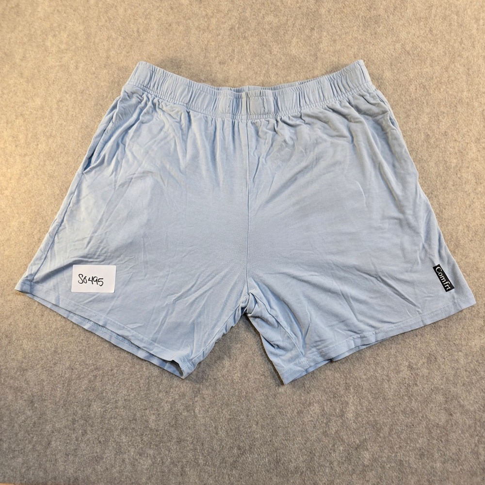 Comfrt Light‎ Blue Lounge Shorts Elastic Waist Soft Jersey Knit S6495